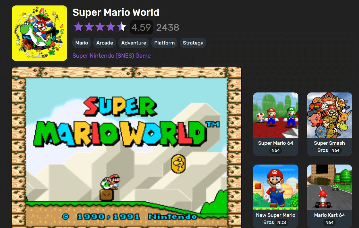 Super Mario World retro games online