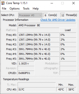 speccy cpu temp not showing