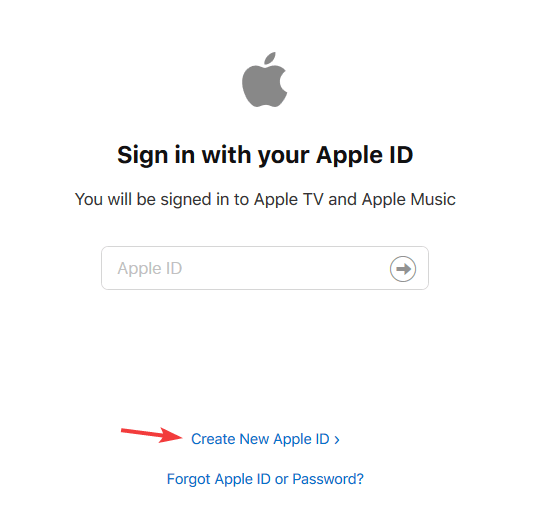create new apple ID apple music browser
