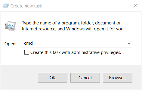 Create new task window elevated permissions are required to run dism