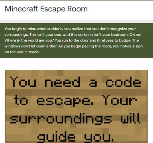 minecraft escape room