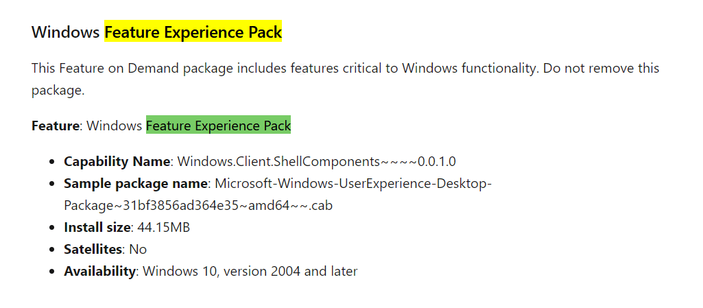 feature experience Pack