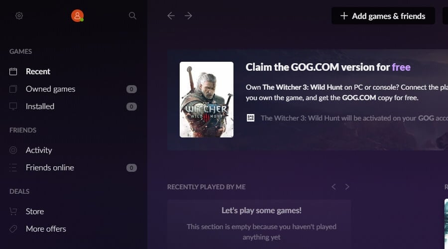 GOG Galaxy 2.0 review main window