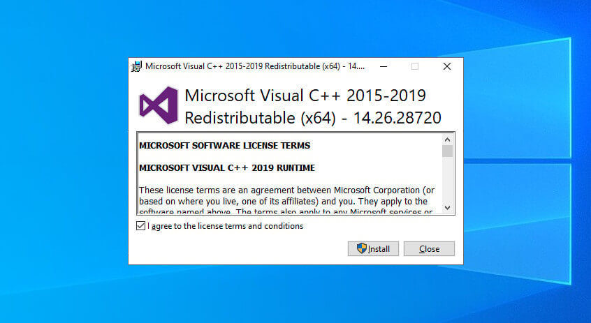 error installing microsoft visual c++ 2019 redistributable