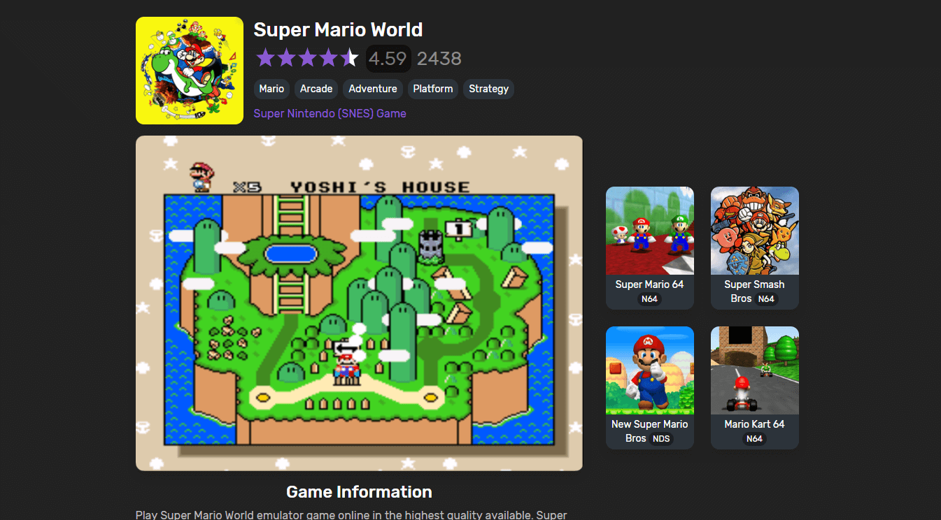 Super Mario World best mario games online