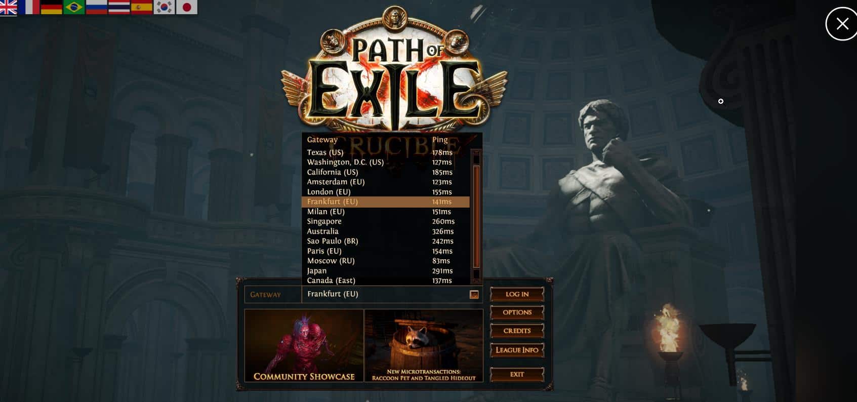 path of exile server list