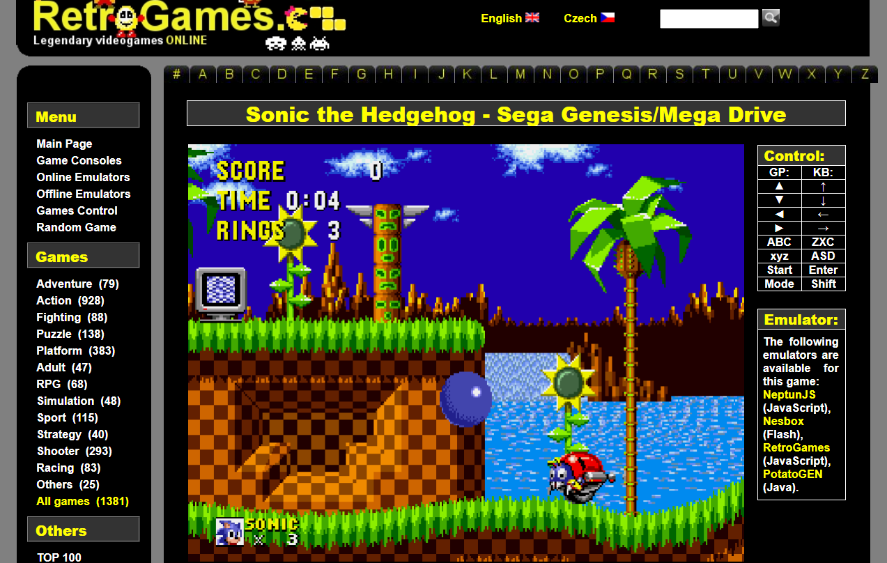 Sonic the Hedgehog retro games online