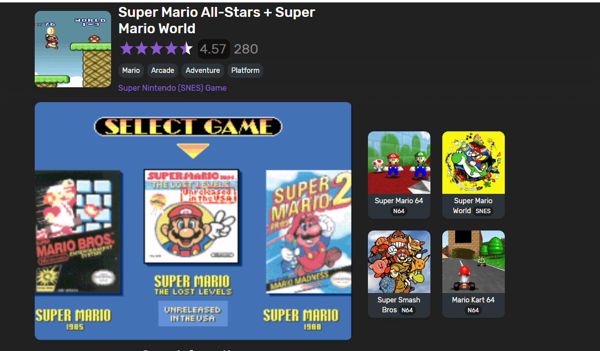 Super Mario All-Stars best mario games online