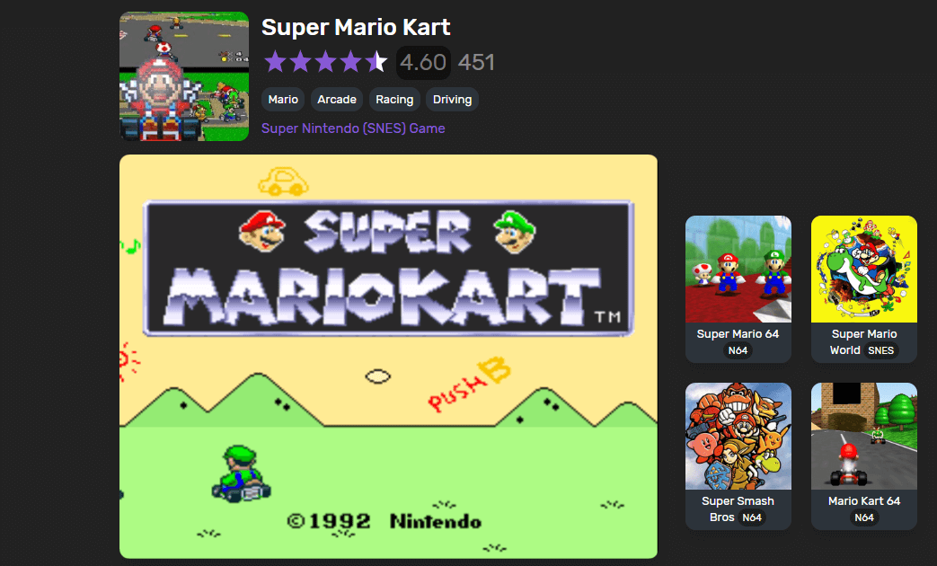 Super Mario Kart best mario games online