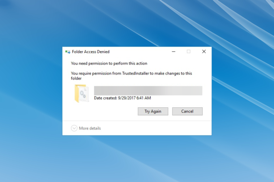 Fix you require permission from trustedinstaller error in Windows