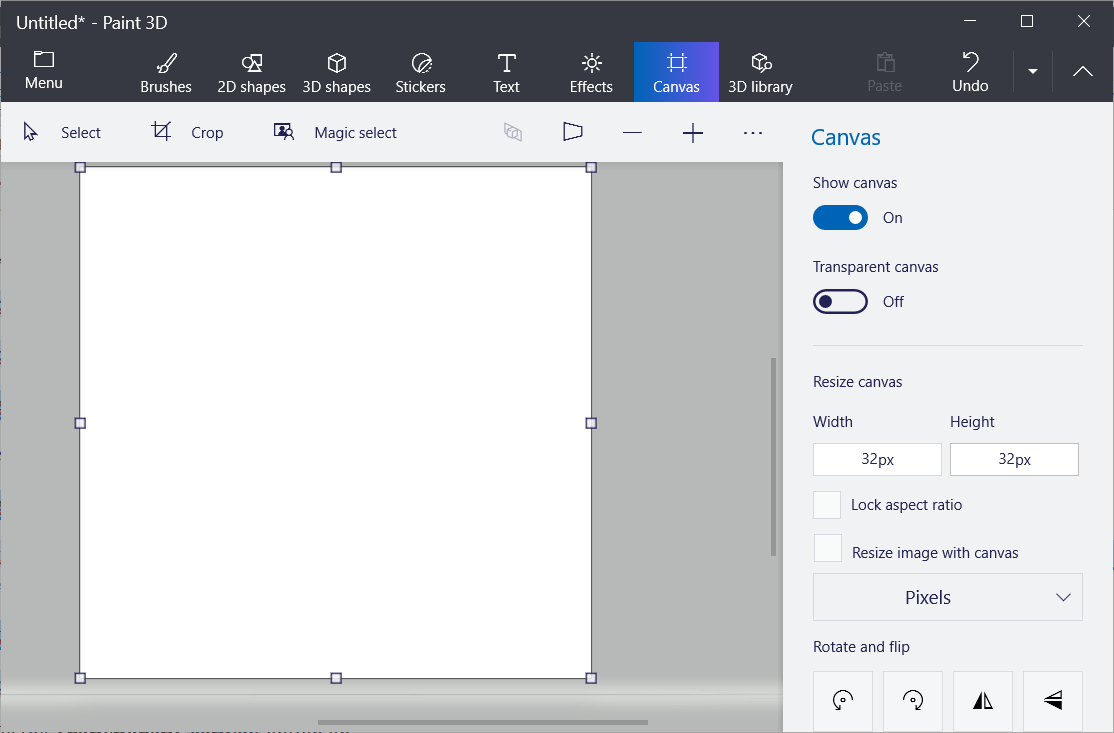 A 32 x 32 canvas how to make an icon on windows 10
