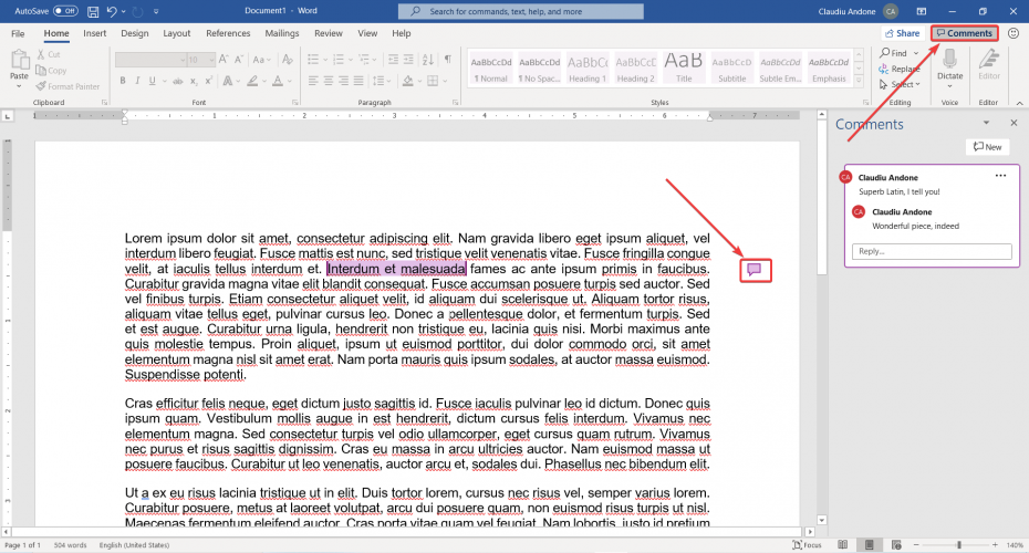 How to add a reply in Microsoft Word