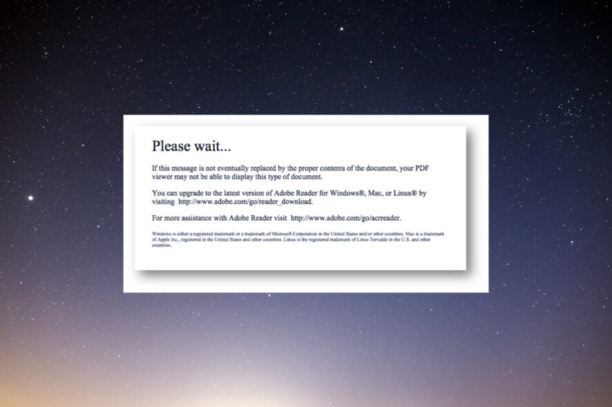 How to fix Adobe Reader Please Wait if Message is Not Replaced Error