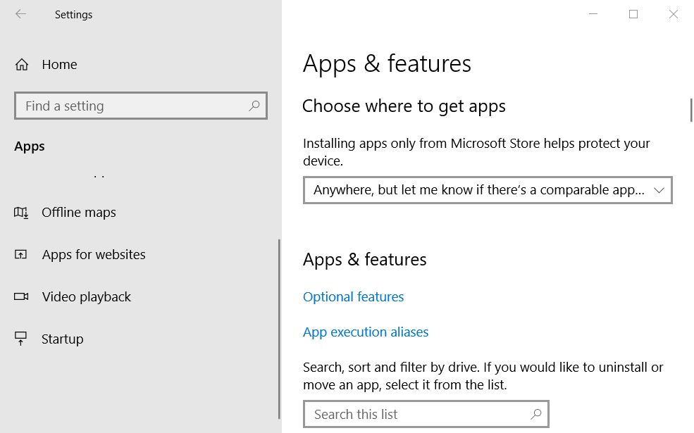 Apps & features Windows Setup Remediations
