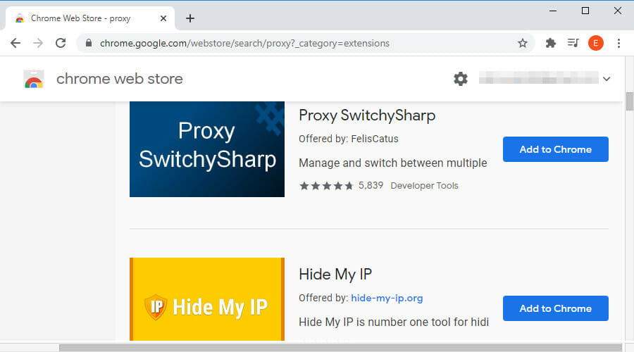 Installa un proxy dal Chrome Web Store