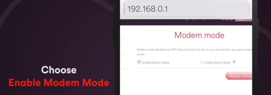 enable modem mode on Virgin Media Hub 3