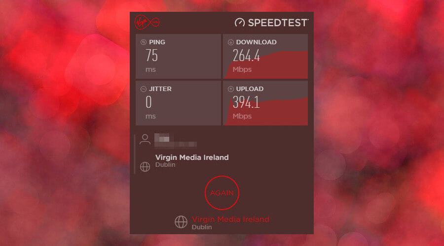 run Virgin Media speed tester
