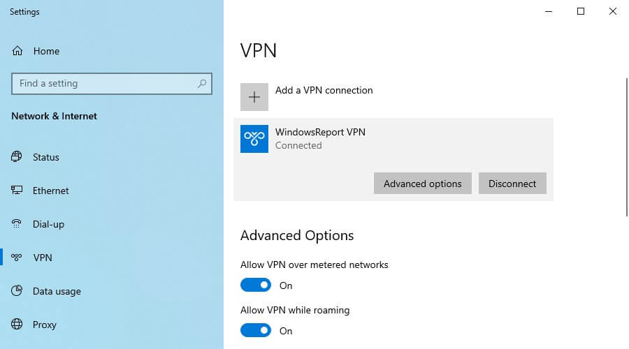 Usa Windows 10 VPN