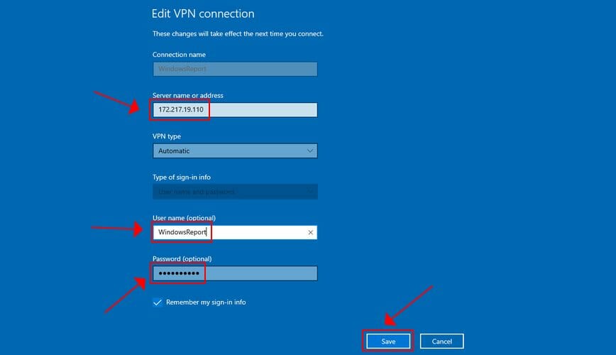 edit VPN connection details in Windows 10