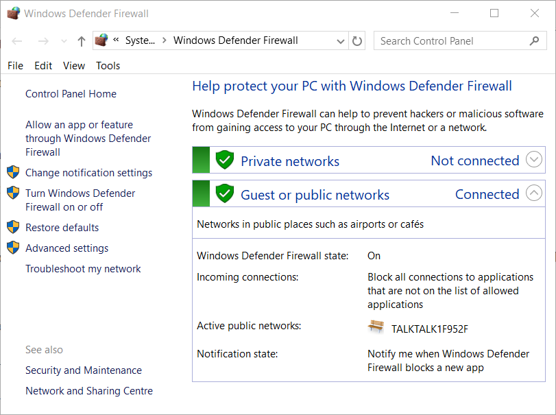 The Windows Defender Firewall applet hamachi not working minecraft