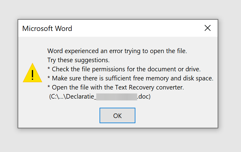 microsoft word document recovery slow