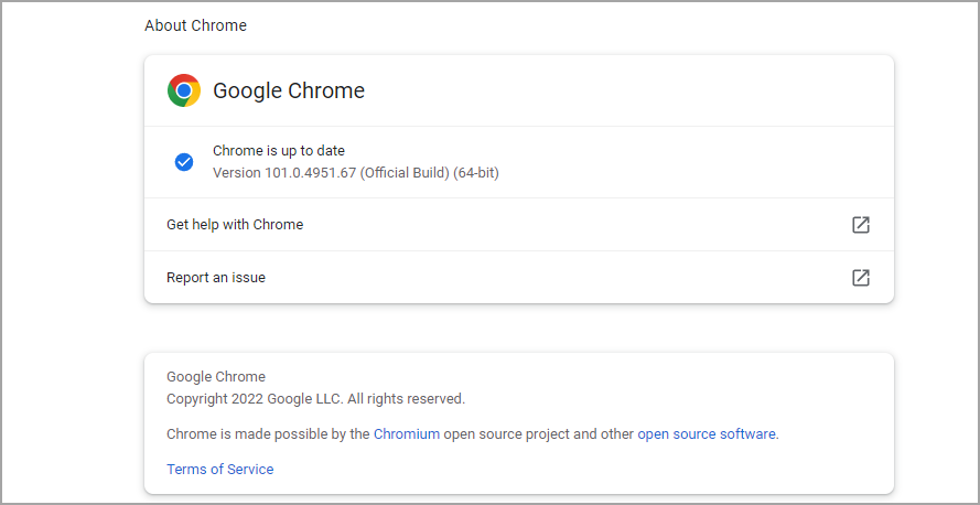 sobre el ejemplo de información de Chrome