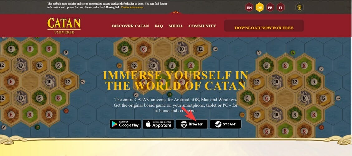 catan-online-game-platform-selection-screen