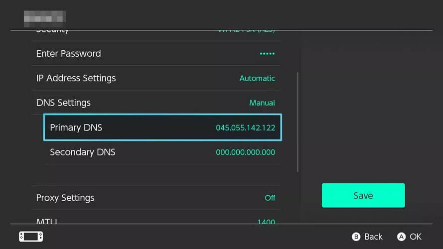 change primary dns settings nintendo switch