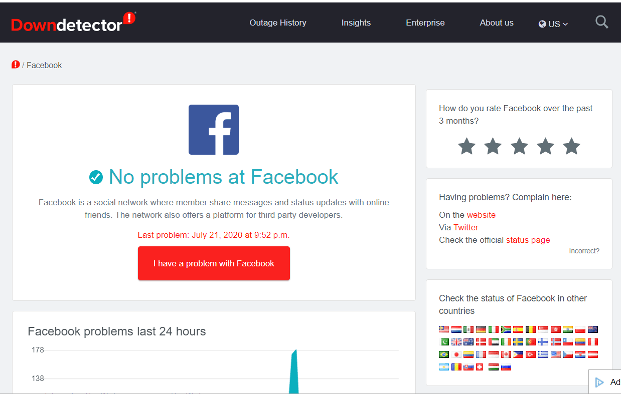  Il peut y avoir un problème de serveur lorsque Facebook n'affiche pas les pages. Pour vérifier s'il y a un problème de serveur FB, ouvrez la page Downdetector pour Facebook.</p> <p> Si cette page indique qu'il y a une panne FB, attendez un jour ou deux.facebook Ce contenu n'est pas disponible pour le moment 