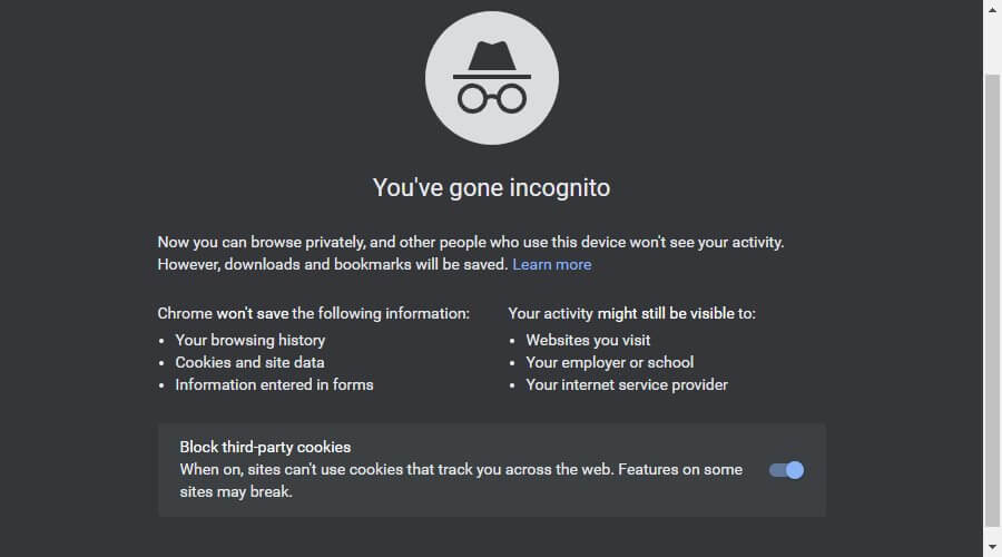 use incognito browser
