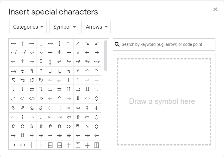 The Insert Special Characters utility em / long dash google doc