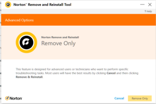 norton remove and reinstall tool keeps running