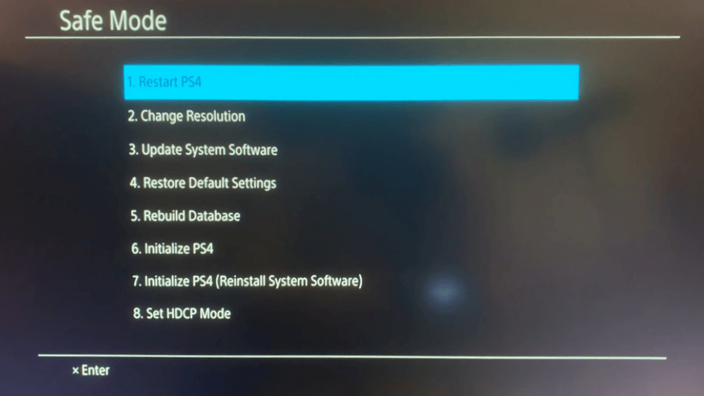 The Safe Mode menu ps4 update error [system software]