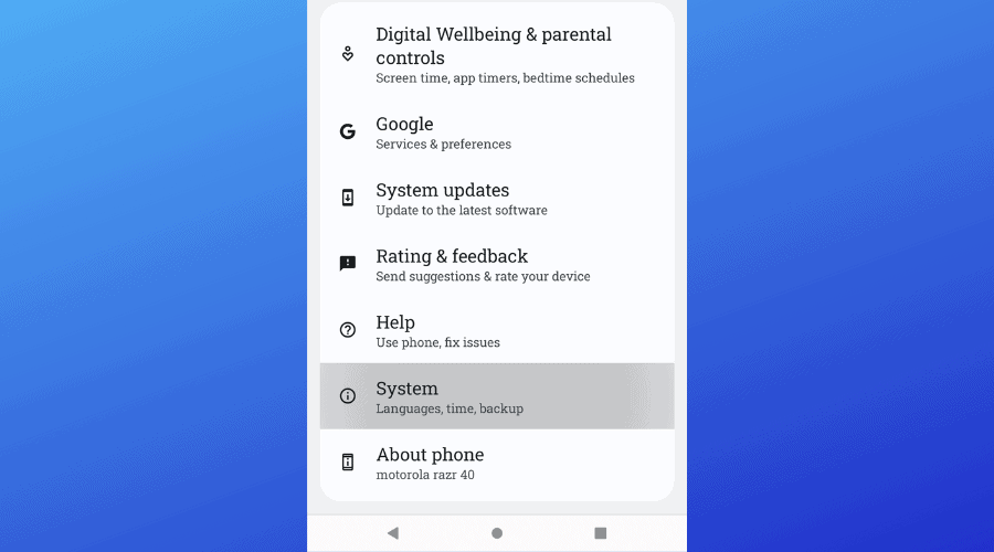 system settings android