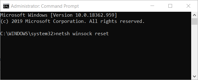 winsock reset command