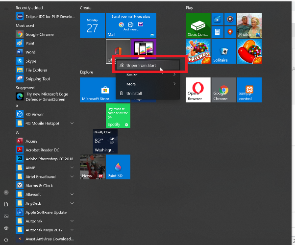 change-Windows-10-start-menu-to-classic-unpin-application