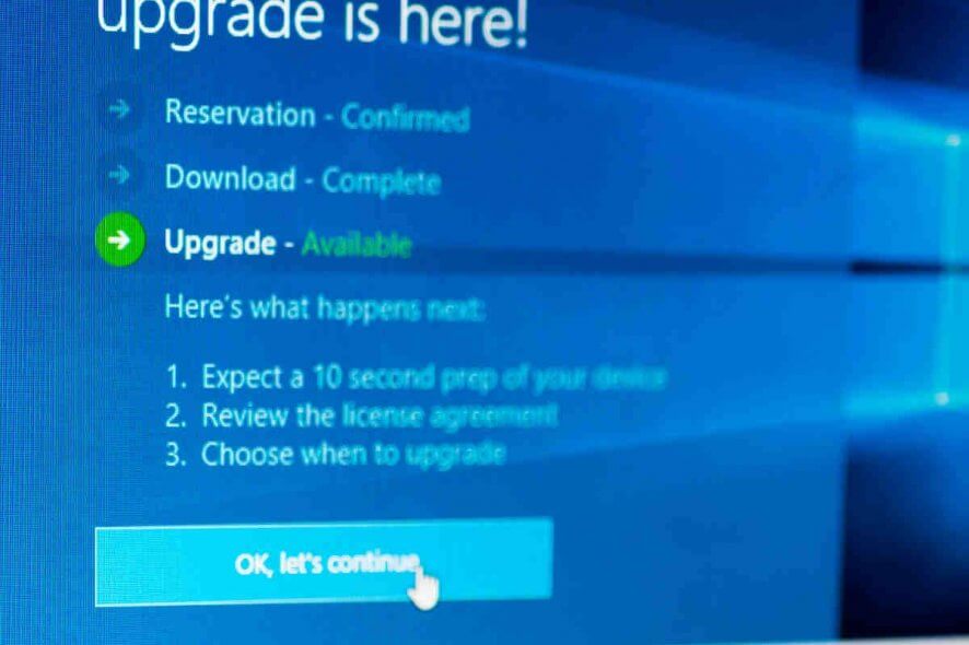 Windows 10 upgrade failure
