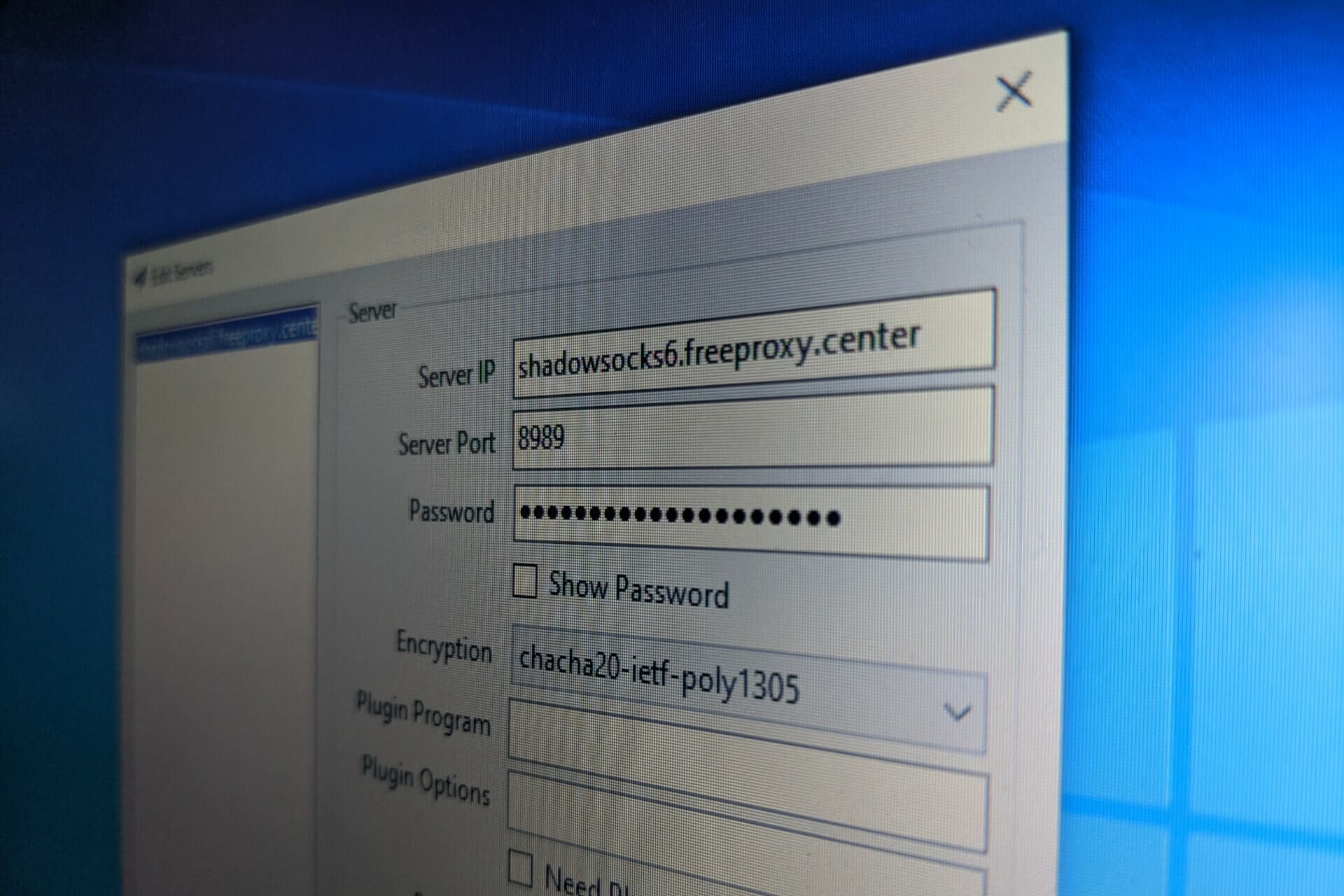 Windows 10 shows Shadowsocks