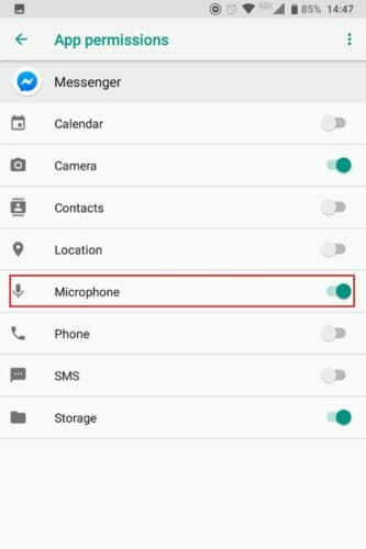 Microfon access on Facebook Messenger video call not working