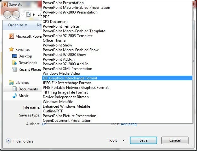Convert an animated GIF from PowerPoint slideshow