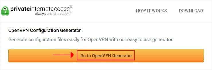 use the PIA OpenVPN configuration generator