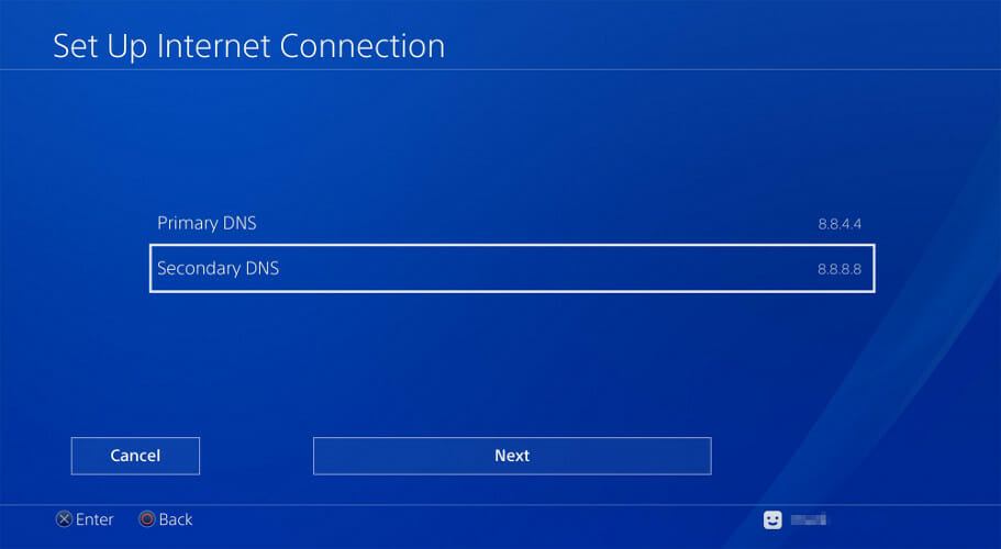 configure DNS servers on PS4
