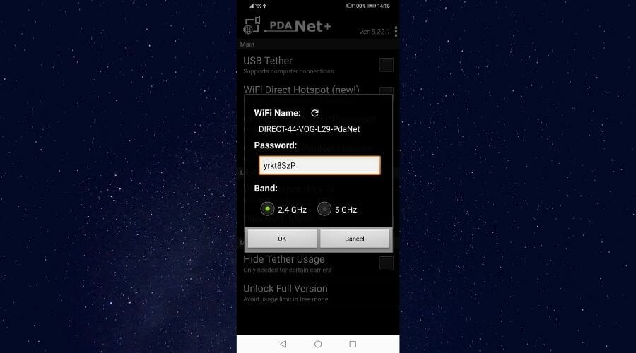 Enabling WiFi tethering in PdaNet+ app
