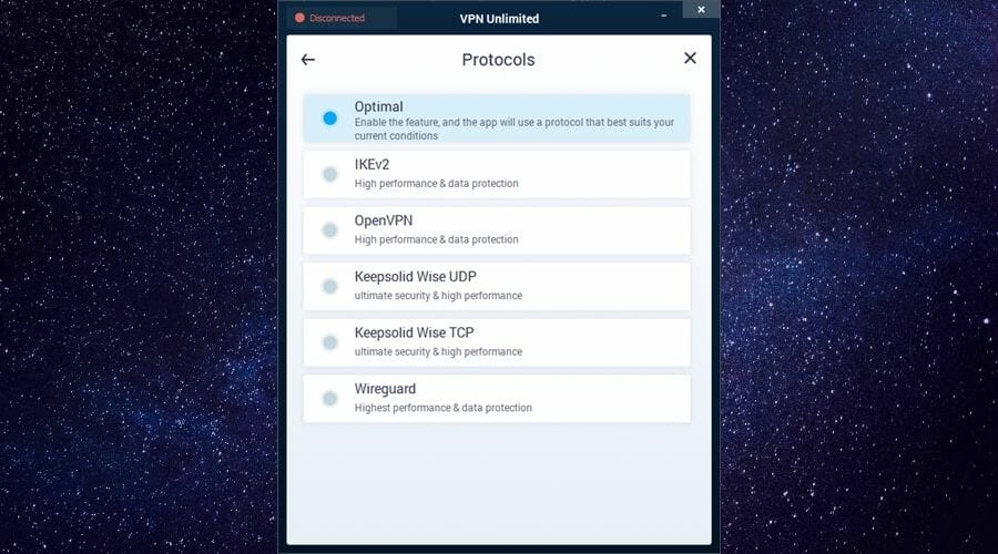 Protocols of VPN Unlimited