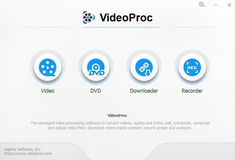 Interface of VideoProc