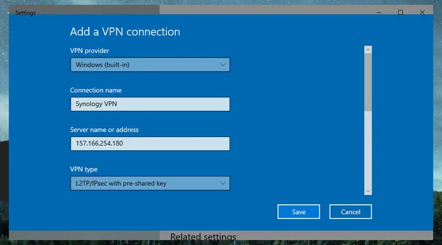 create an LT2P/IPsec for Synology VPN on Windows 10