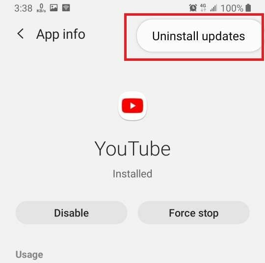 Disable YouTube accessibility Player