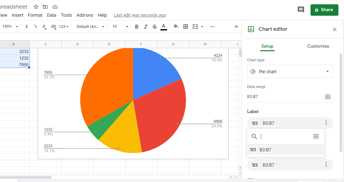 Add Label box add words legend in google sheets