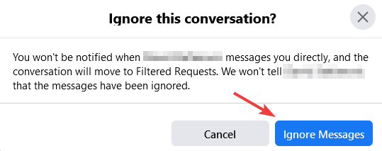 ignore conversation facebook messenger ignore messages