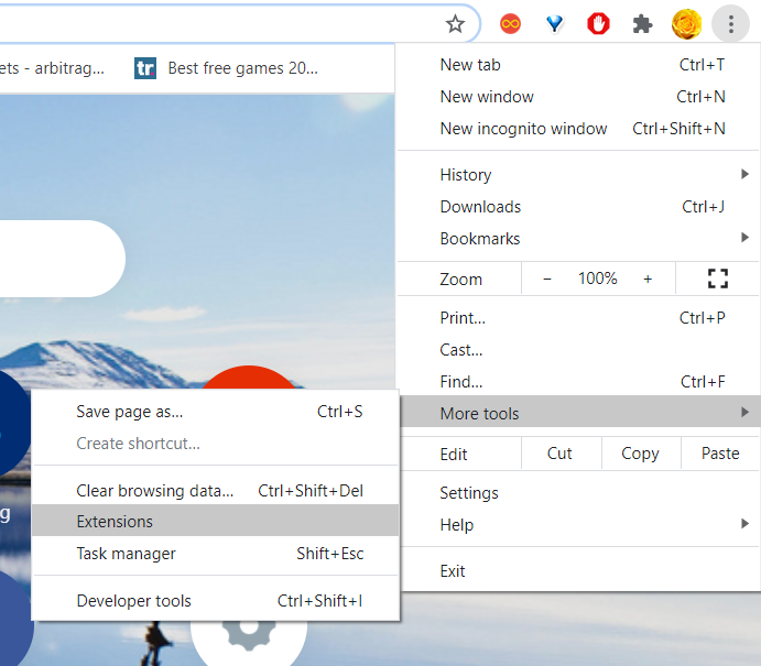More tools submenu How to Disable Adblock in Chrome, Firefox , Edge